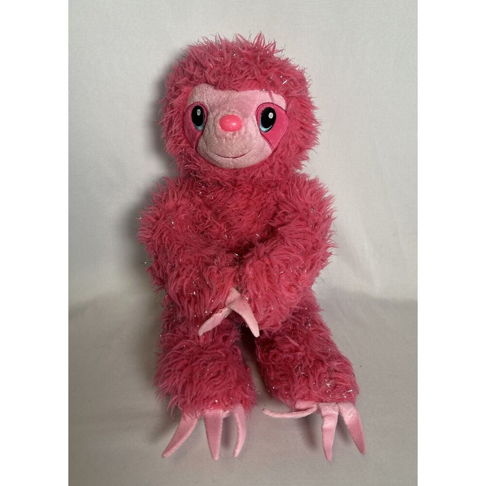 Build a Bear Sloth Pink Sparkle Glitter 18" Fuzzy Plush Animal BAB w/Tag